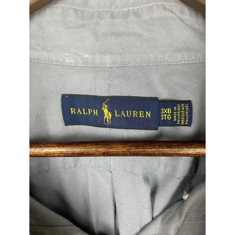 Ralph Lauren Shirt Mens 3XB Blue Button Down Oxford Pony‎ Logo Big & Tall Casual